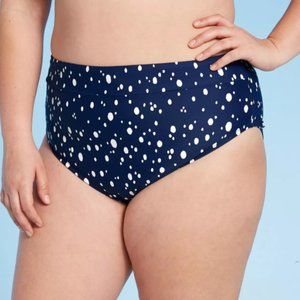 Kona Sol Bikini Bottom Navy Dot Print Plus Size *NEW*